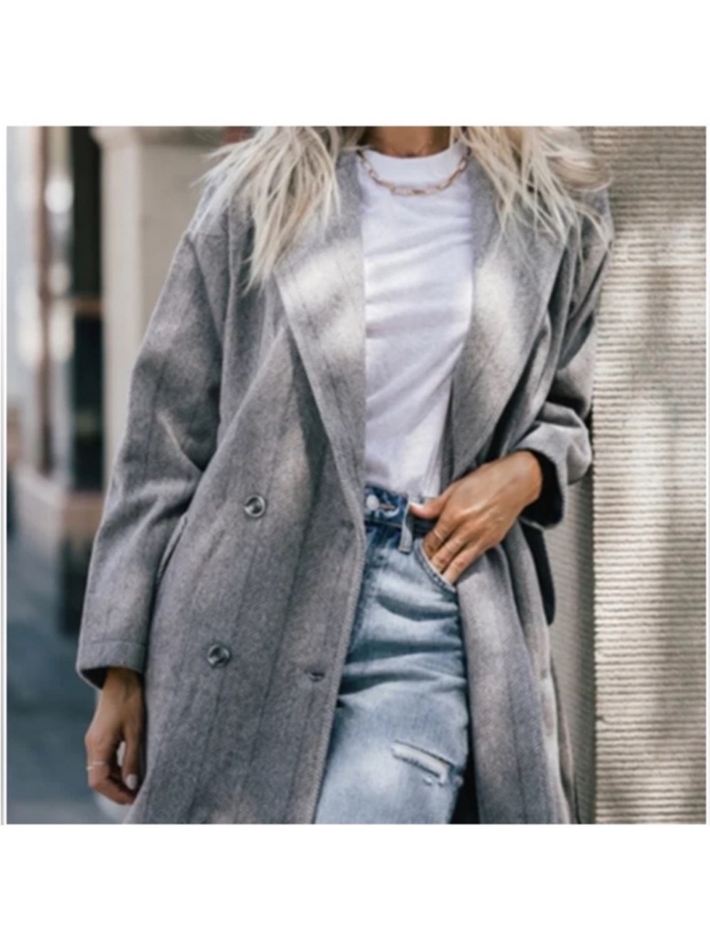 Amaryllis X Almost readyblog Gray coat/Jacket Sz S Double Breasted
